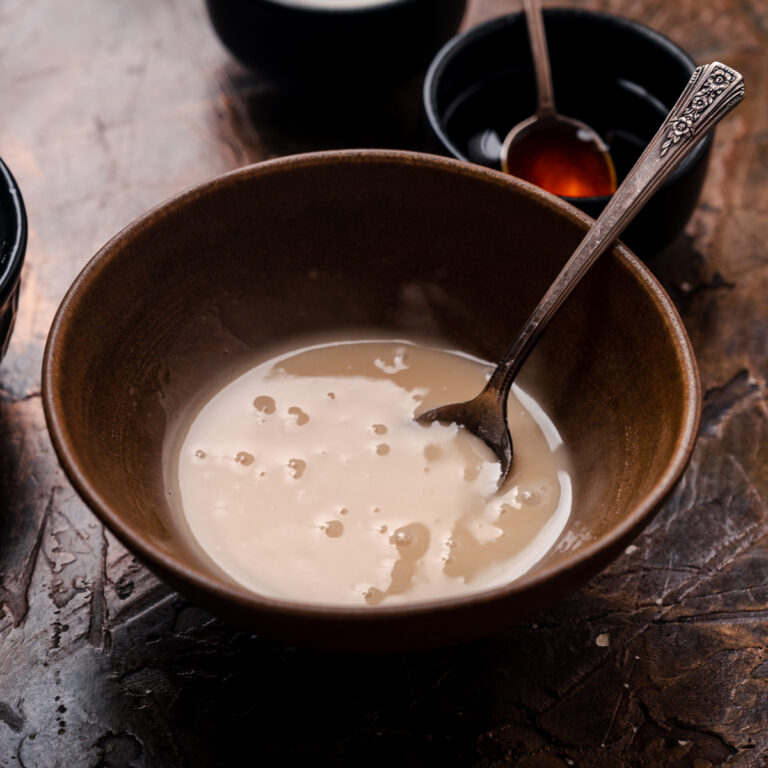 Bowl of maple glaze.