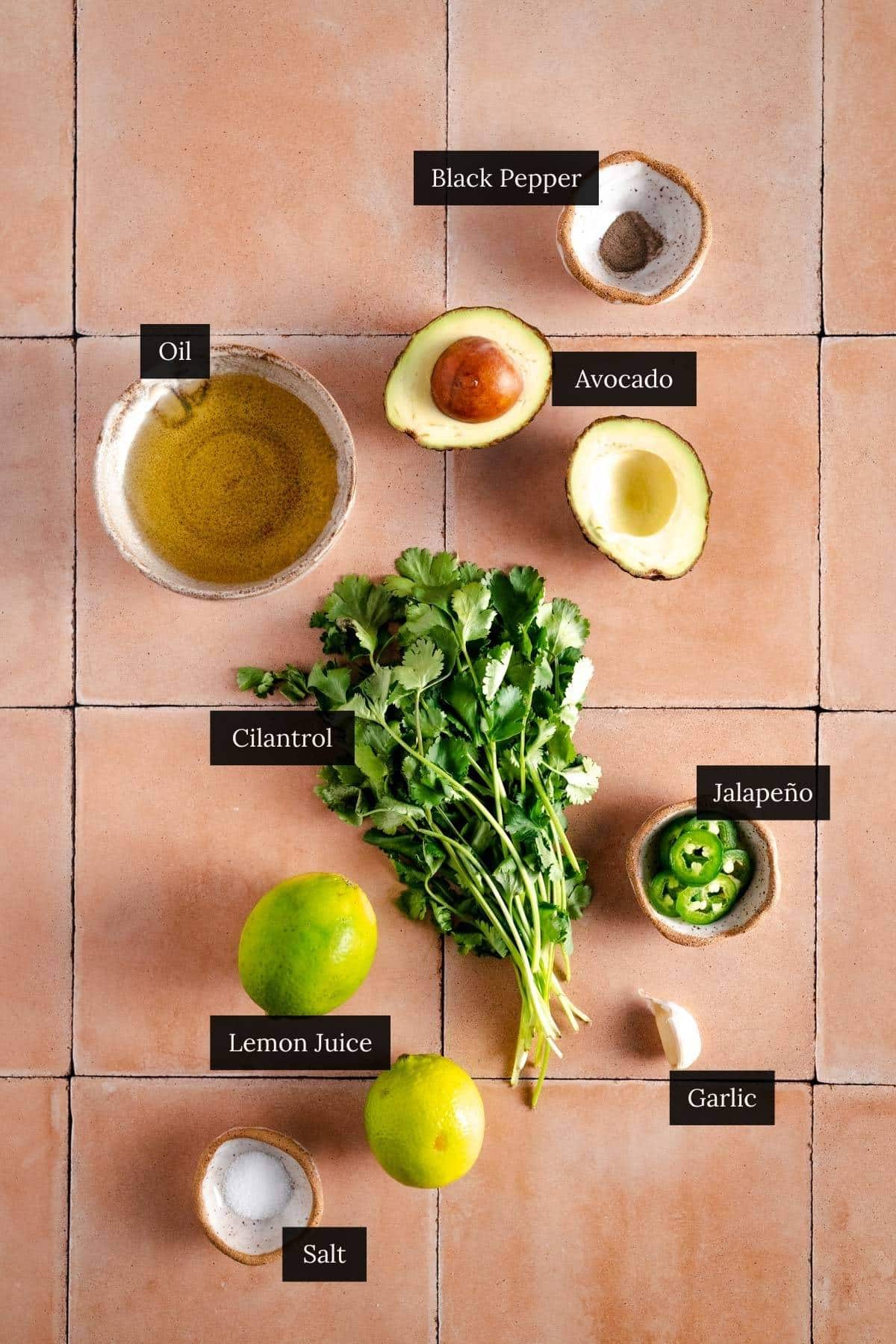 Ingredients for cilantro lime dressing.