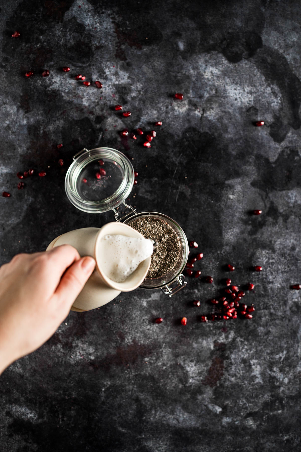 Step-by-step instructions for pomegranate chia pudding.
