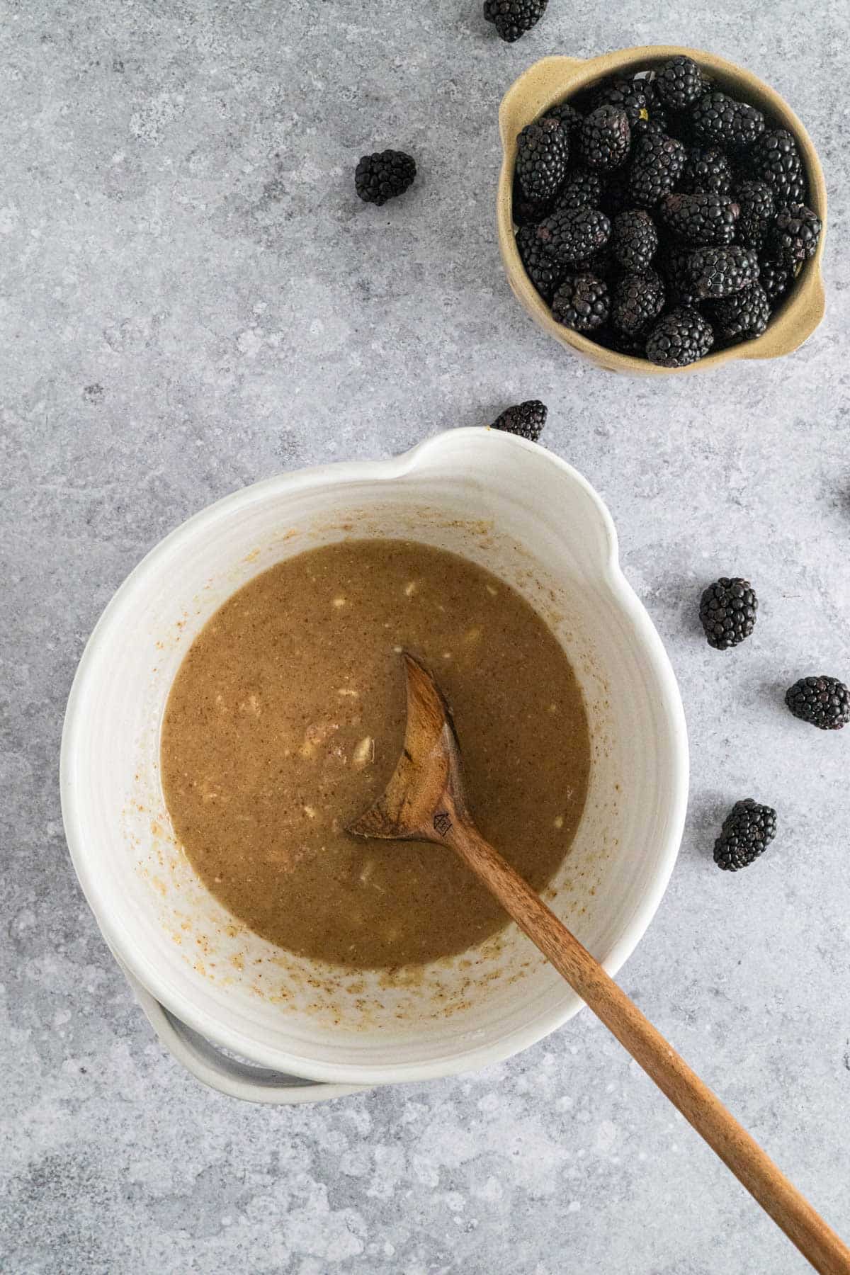 Wet ingredient in a medium mixing bowl thoroughly combined.