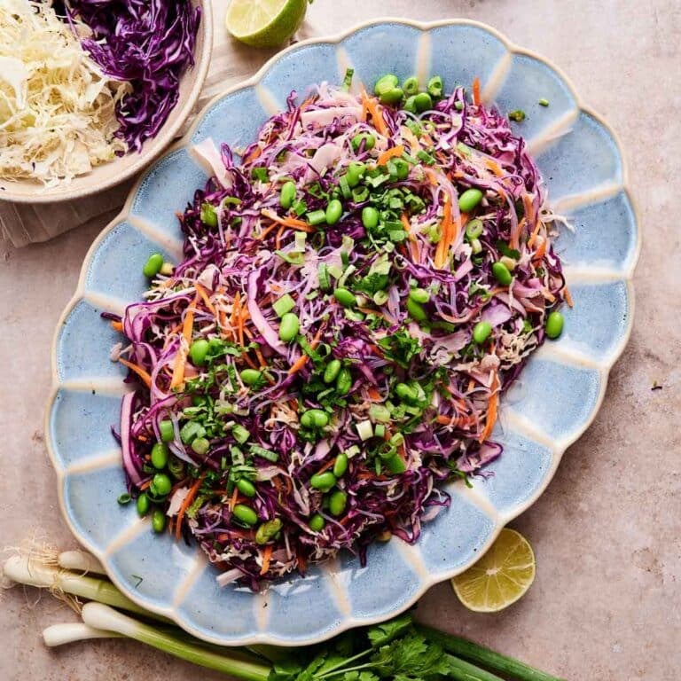 Vibrant spring roll salad with fresh lime and green onions.