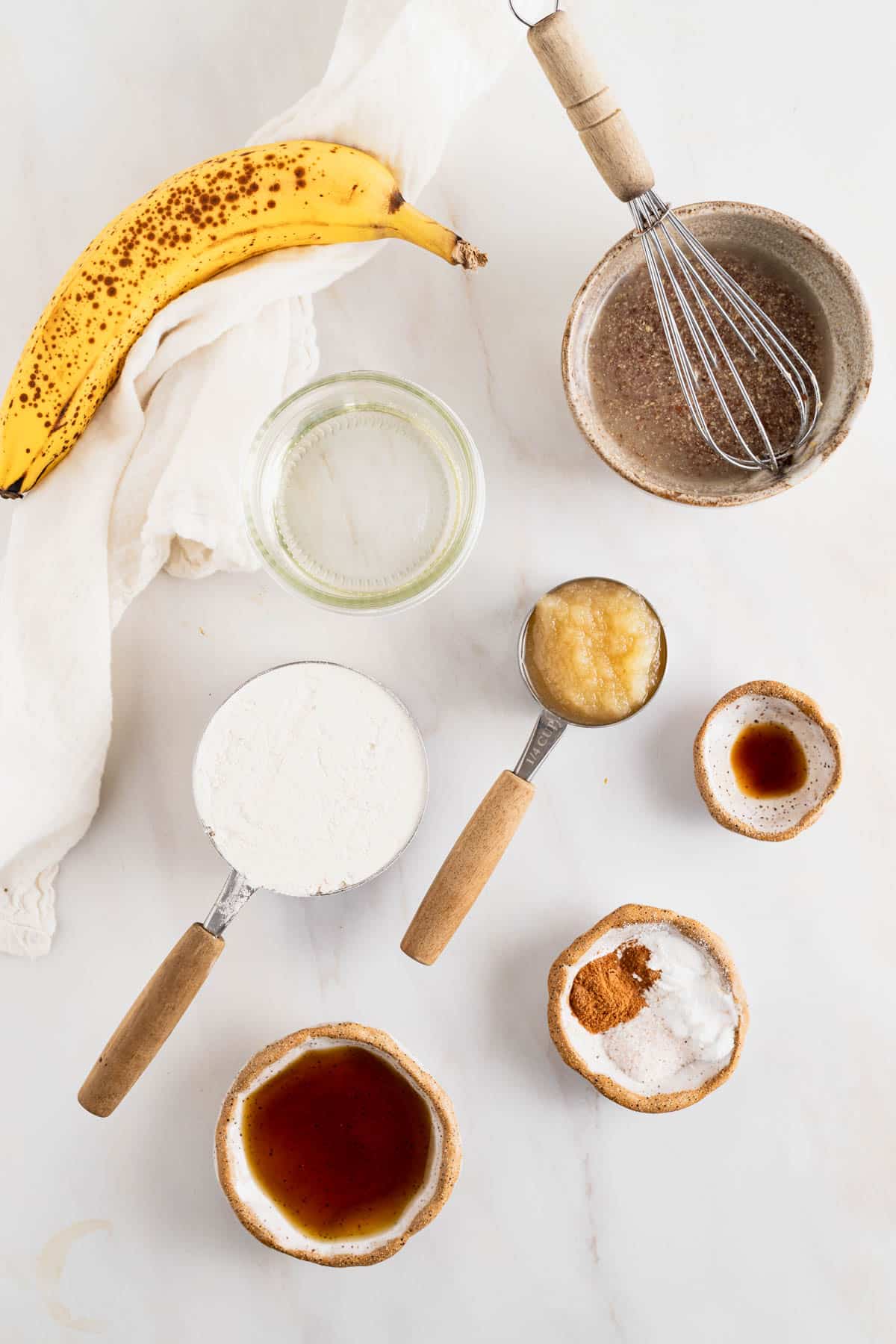 Ingredients for mini banana muffins.