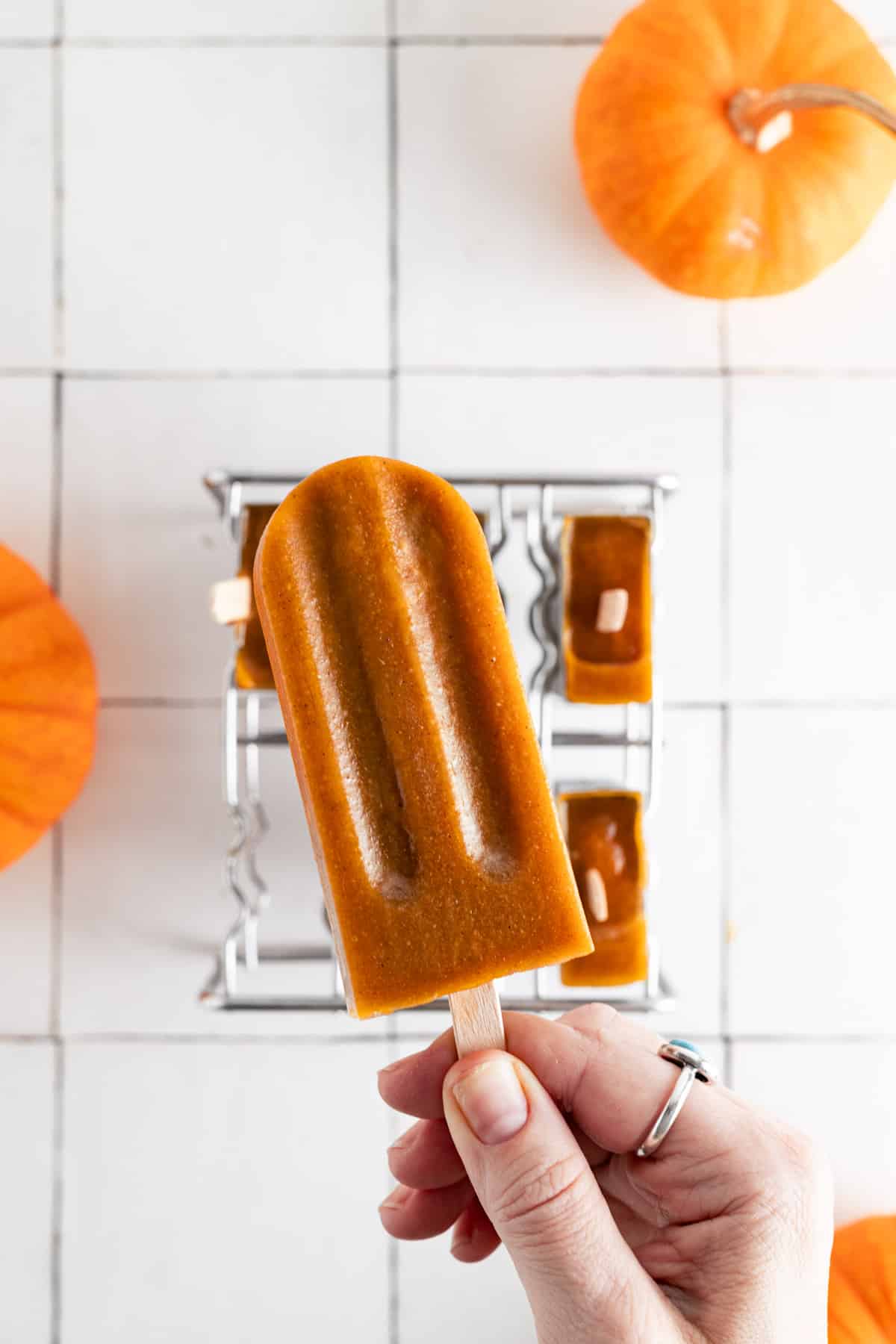 Frozen pumpkin spice popsicles.