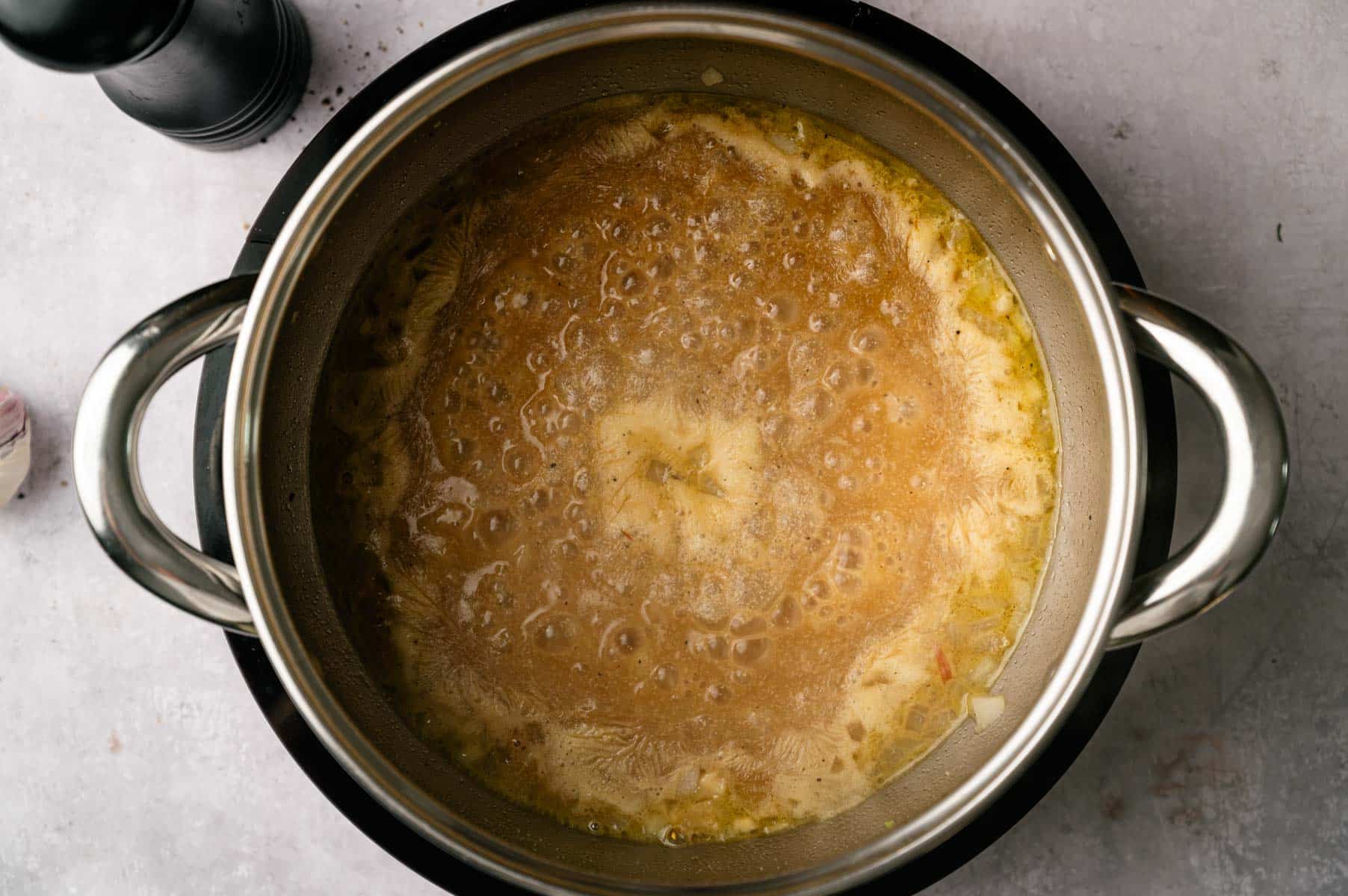 Vegetable broth added to the gravy pot.